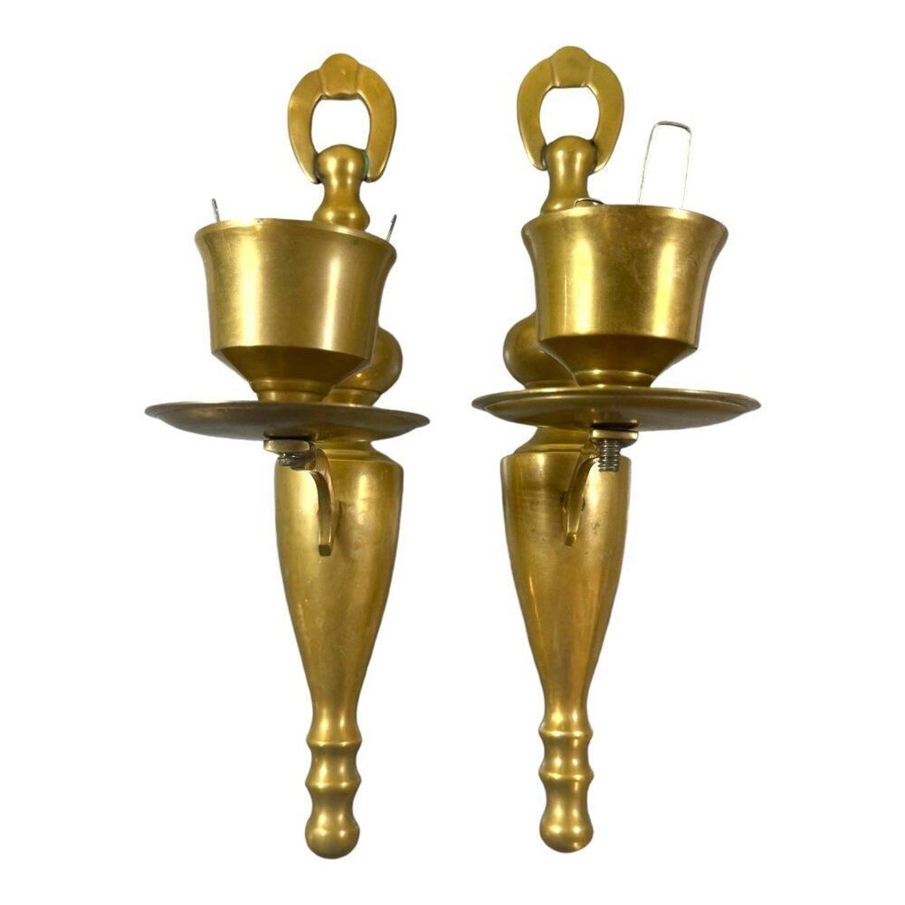 Lot of 2 Gatco Solid Brass Candle Holder Wall Sconce Mount Made In India 12” Boh